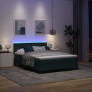 LED Box Spring Bed med hovedgærde Mørkegrøn 160 x 200 cm Fløjl