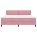 LED Box Spring Bed med madras Lyserød 180 x 200 cm Fløjl