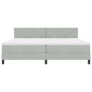 LED Box Spring Bed med hovedgærde Lysegrå 200 x 200 cm Fløjl