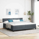 LED Box Spring Bed med hovedgærde Mørkegrå 200 x 200 cm Fløjl