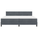 LED Box Spring Bed med hovedgærde Mørkegrå 200 x 200 cm Fløjl