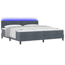 LED Box Spring Bed med hovedgærde Mørkegrå 200 x 200 cm Fløjl
