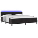 LED Box Spring Bed med madras med LED Sort 200 x 200 cm Fløjl