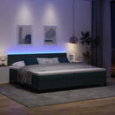 LED Box Spring Bed med hovedgærde Mørkegrøn 200 x 200 cm Fløjl