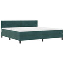LED Box Spring Bed med hovedgærde Mørkegrøn 200 x 200 cm Fløjl