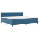 LED Box Spring Bed med madras Mørk blå 200 x 200 cm Fløjl