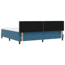 LED Box Spring Bed med madras Mørk blå 200 x 200 cm Fløjl
