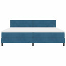 LED Box Spring Bed med madras Mørk blå 200 x 200 cm Fløjl