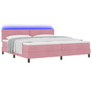 LED Box Spring Bed med hovedgærde Lyserød 200 x 200 cm Fløjl