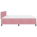 LED Box Spring Bed med hovedgærde Lyserød 200 x 200 cm Fløjl