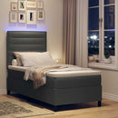 Box spring seng med madras med LED Mørkegrå 80 x 200 cm Stof