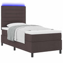 Box spring seng med madras med LED Mørkebrun 80 x 200 cm Stof