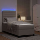 Box spring seng med LED-lysstrimler Gråbrun 80 x 200 cm Stof