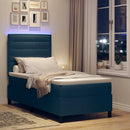 Box spring seng med madras med LED Blå 80 x 200 cm Stof