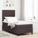 Box spring seng med madras med LED Mørkebrun 90 x 190 cm Stof