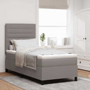 Box spring seng med LED-lysstrimler Gråbrun 90 x 190 cm Stof