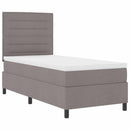 Box spring seng med LED-lysstrimler Gråbrun 90 x 190 cm Stof