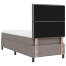 Box spring seng med LED-lysstrimler Gråbrun 90 x 190 cm Stof