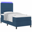 Box spring seng med madras med LED Blå 90 x 190 cm Stof