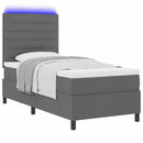 Box spring seng med madras med LED Mørkegrå 90 x 200 cm Stof