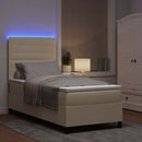 Box spring seng med madras med LED Creme 90 x 200 cm Stof
