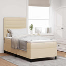 Box spring seng med madras med LED Creme 90 x 200 cm Stof