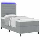 Box spring seng med madras med LED Lysegrå 100 x 200 cm Stof