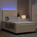 Box spring seng med madras med LED Creme 120 x 200 cm Stof