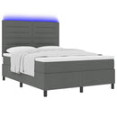 Box spring seng med madras med LED Mørkegrå 140 x 190 cm Stof