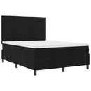 Box spring seng med madras med LED Sort 140 x 190 cm Stof