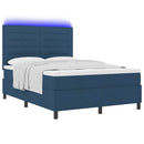 Box spring seng med madras med LED Blå 140 x 190 cm Stof