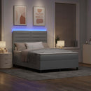 Box spring seng med madras med LED Lysegrå 140 x 200 cm Stof