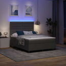 Box spring seng med madras med LED Mørkegrå 140 x 200 cm Stof