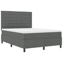 Box spring seng med madras med LED Mørkegrå 140 x 200 cm Stof