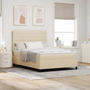 Box spring seng med madras med LED Creme 140 x 200 cm Stof