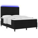 Box spring seng med madras med LED Sort 160 x 200 cm Stof