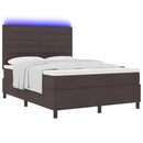Box spring seng med madras med LED Mørkebrun 160 x 200 cm Stof