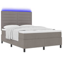 Box spring seng med LED-lysstrimler Gråbrun 160 x 200 cm Stof