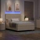 Box spring seng med madras med LED Creme 160 x 200 cm Stof