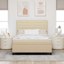 Box spring seng med madras med LED Creme 160 x 200 cm Stof