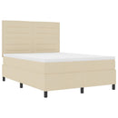Box spring seng med madras med LED Creme 160 x 200 cm Stof