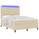 Box spring seng med madras med LED Creme 160 x 200 cm Stof