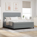 Box spring seng med madras med LED Lysegrå 180 x 200 cm Stof