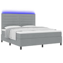 Box spring seng med madras med LED Lysegrå 180 x 200 cm Stof