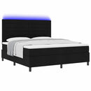 Box spring seng med madras med LED Sort 180 x 200 cm Stof