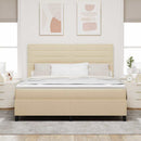Box spring seng med madras med LED Creme 180 x 200 cm Stof