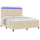 Box spring seng med madras med LED Creme 180 x 200 cm Stof