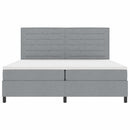 Box spring seng med madras med LED Lysegrå 200 x 200 cm Stof