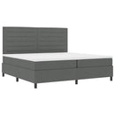 Box spring seng med madras med LED Mørkegrå 200 x 200 cm Stof