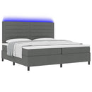 Box spring seng med madras med LED Mørkegrå 200 x 200 cm Stof